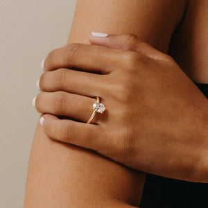Ava Oval Diamond Engagement Ring - 1.00 carat Lab Grown Diamond with Diamond Band 18ct Yellow Gold