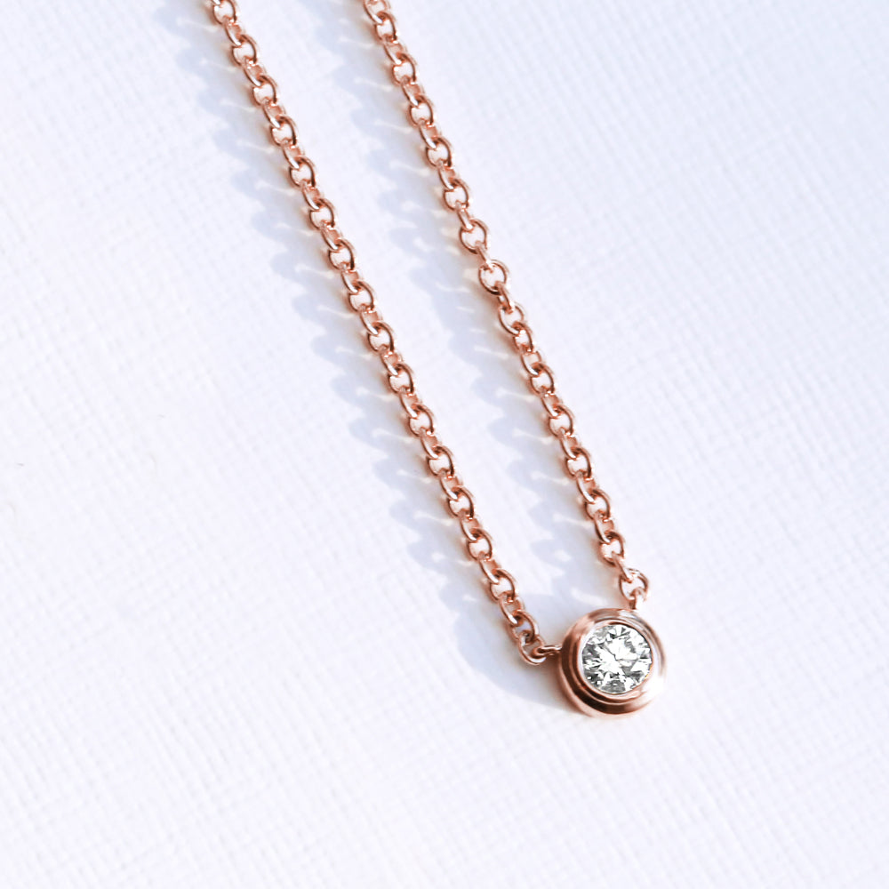 Diamond Solitaire Necklace in Rose Gold
