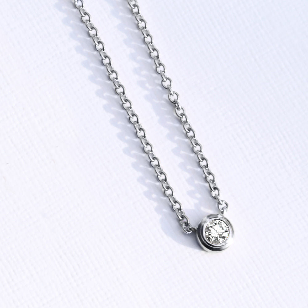 Diamond Solitaire Necklace in White Gold
