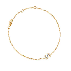 Diamond Letter Monogram Bracelet Yellow Gold