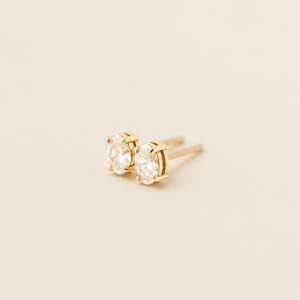 Cecille Oval Lab Grown Diamond Stud Earrings - 18 Yellow Gold