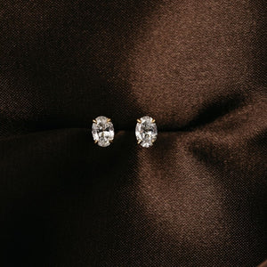 Cecille Oval Lab Grown Diamond Stud Earrings - 18 Yellow Gold
