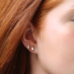 Cecille Oval Lab Grown Diamond Stud Earrings - 18 White Gold