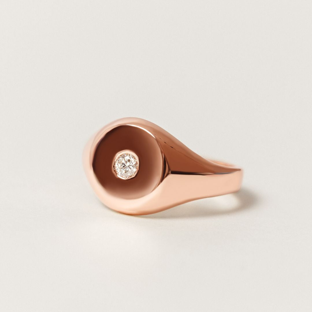 Chelsea Signet Ring .08ct Diamond 9k Rose Gold