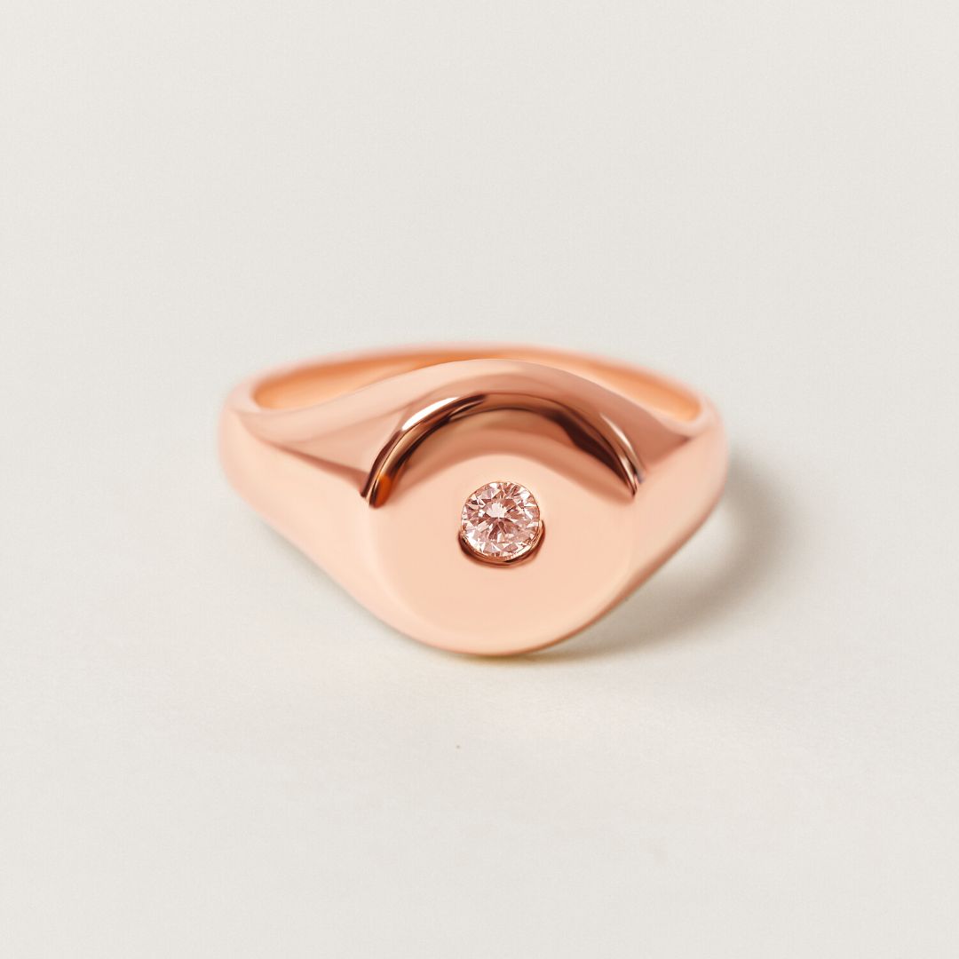 Chelsea Signet Ring .08ct Diamond 9k Rose Gold