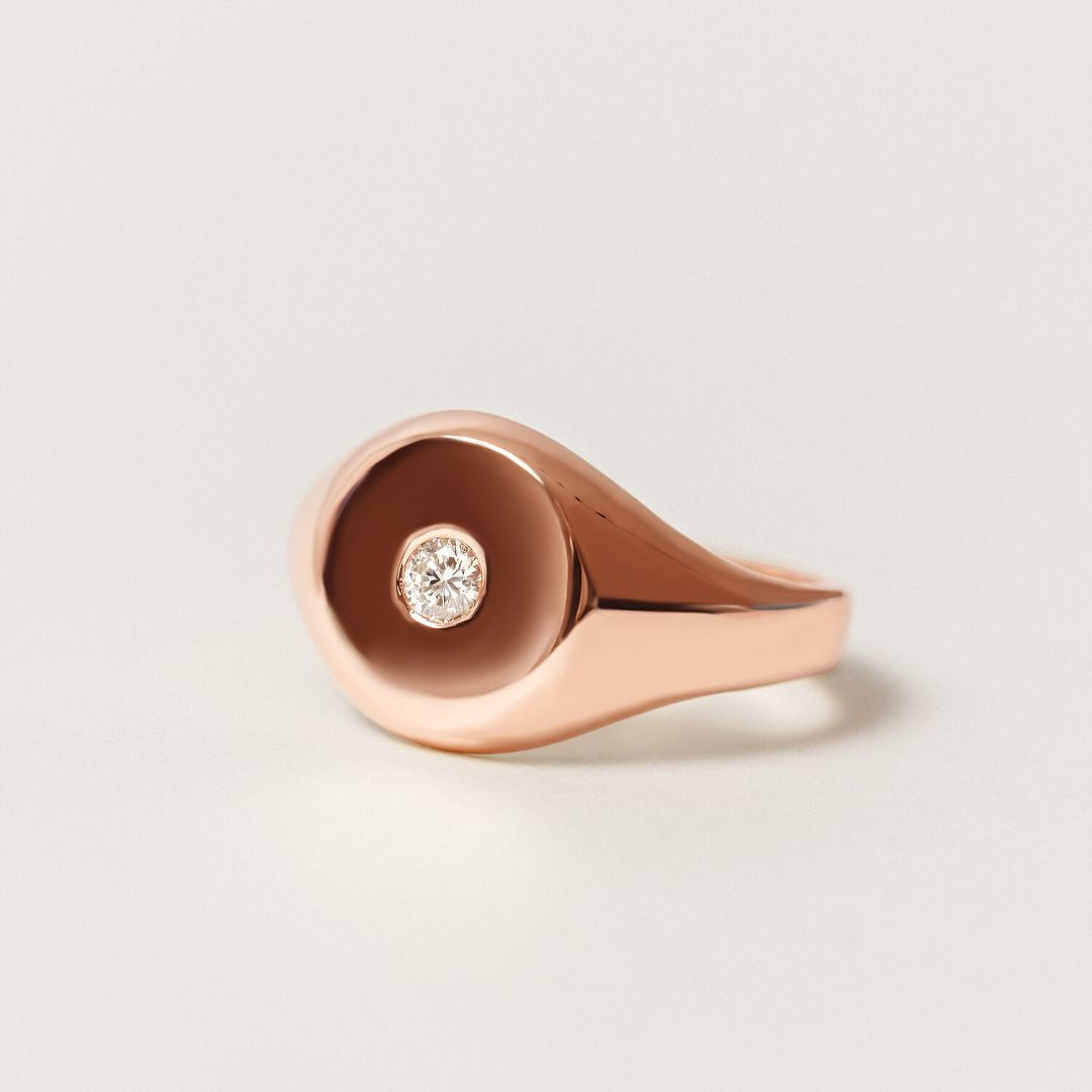 Chelsea Signet Ring .08ct Diamond 9k Rose Gold