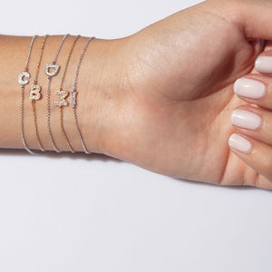 Diamond Letter Monogram Bracelet Yellow Gold