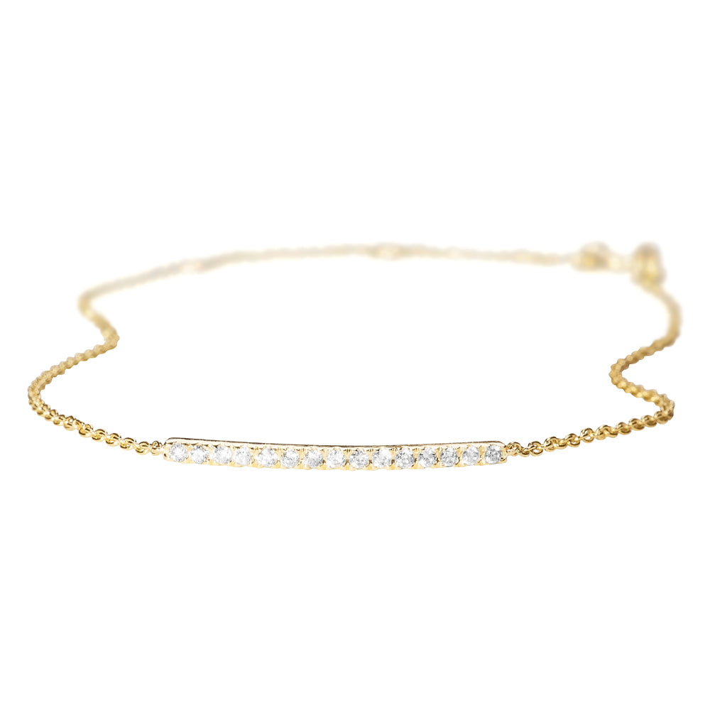 Diamond Bar Bracelet set in Yellow Gold