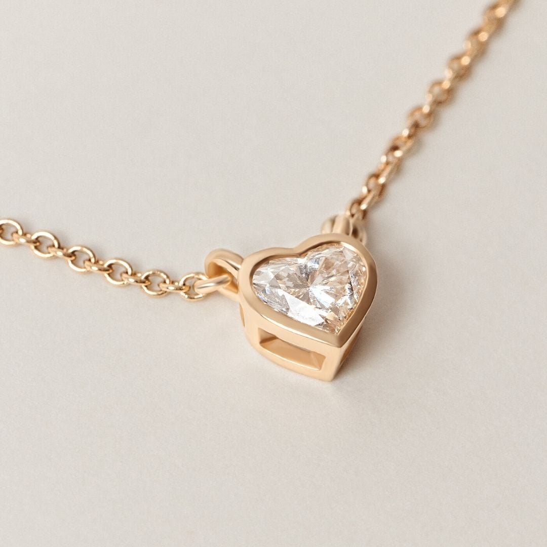 Dante Heart Pendant Necklace - .50 carat Lab Grown Diamond Pendant Necklace 14ct Yellow Gold