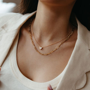 Dante Heart Pendant Necklace - .50 carat Lab Grown Diamond Pendant Necklace 14ct Yellow Gold