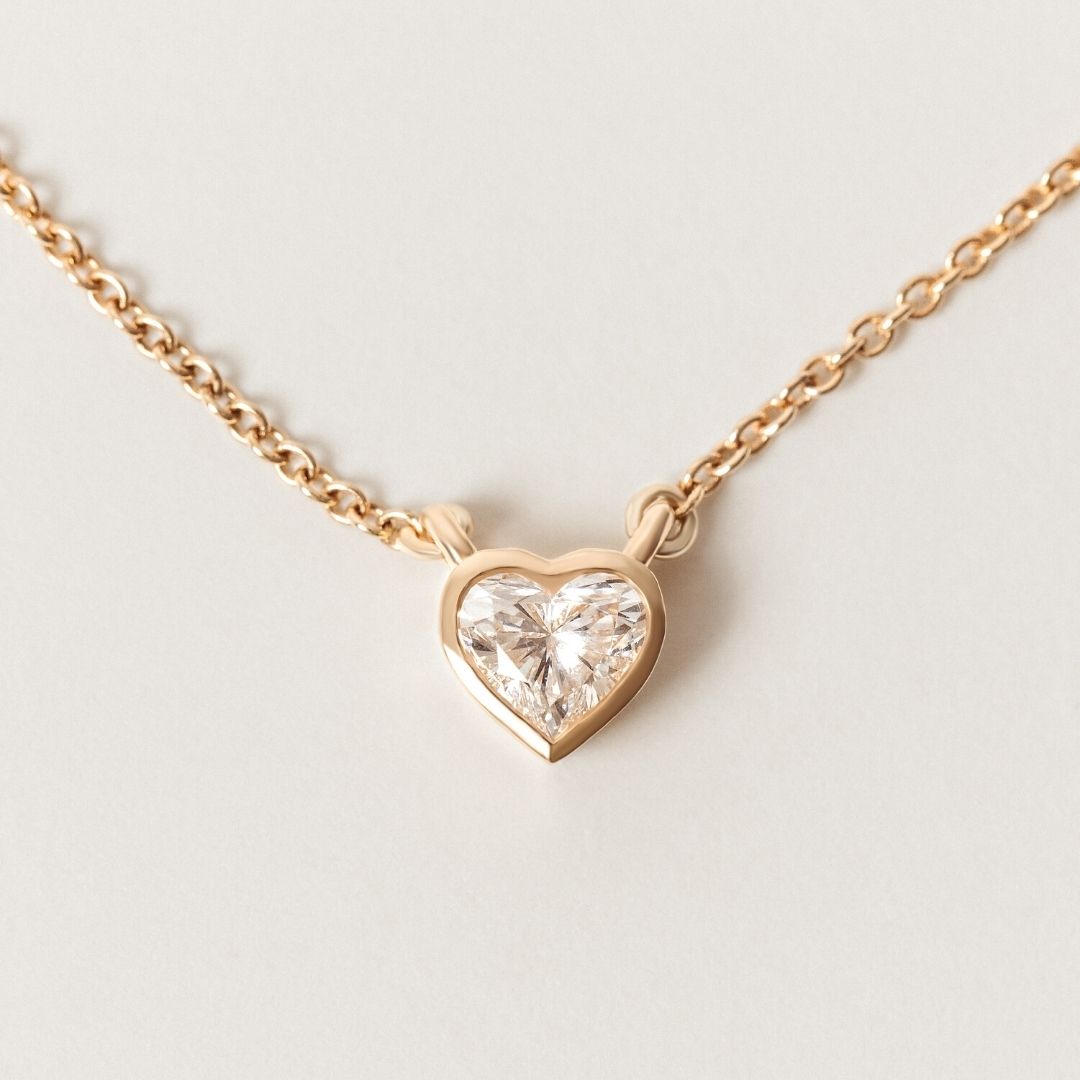 Dante Heart Pendant Necklace - .50 carat Lab Grown Diamond Pendant Necklace 14ct Yellow Gold