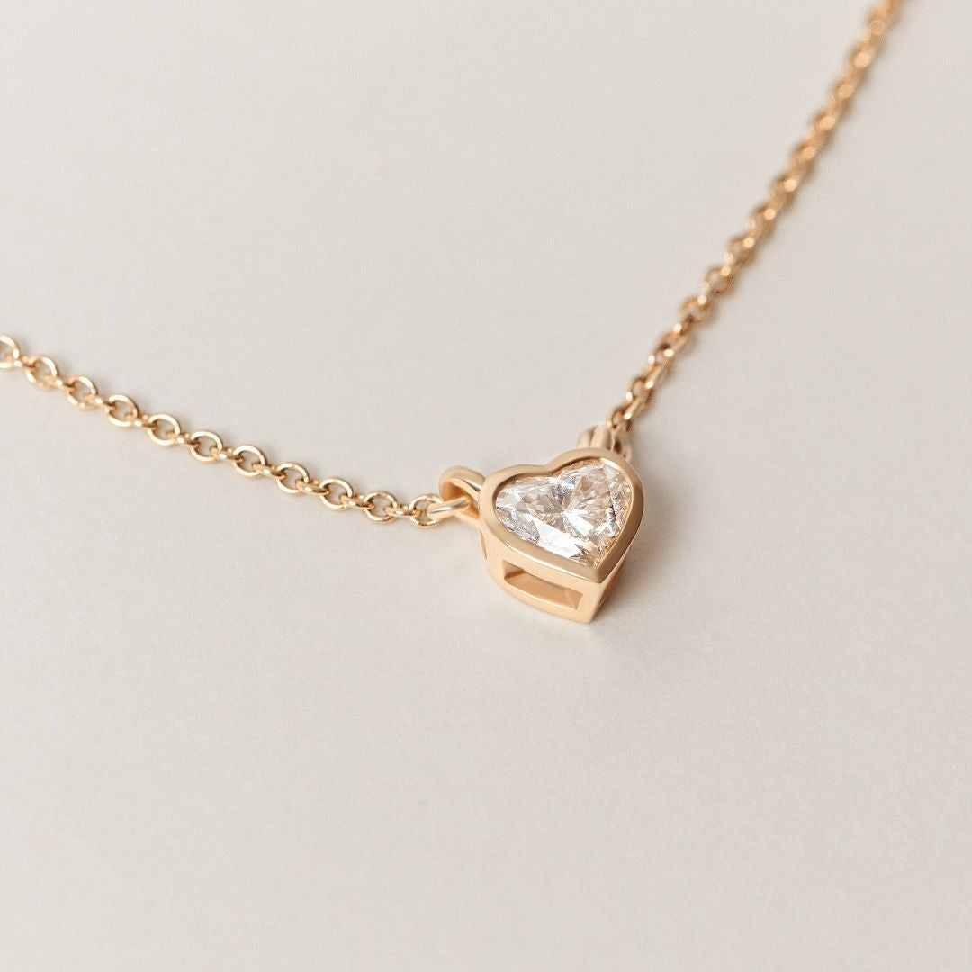 Dante Heart Pendant Necklace - .50 carat Lab Grown Diamond Pendant Necklace 14ct Yellow Gold