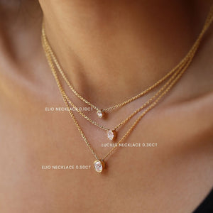 Elio Solitaire Necklace  .10ct Lab Grown Diamond Pendant Necklace 18ct Yellow Gold
