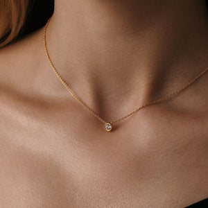 Elio Solitaire Necklace - Lab Grown Diamond Pendant Necklace 18ct Yellow Gold