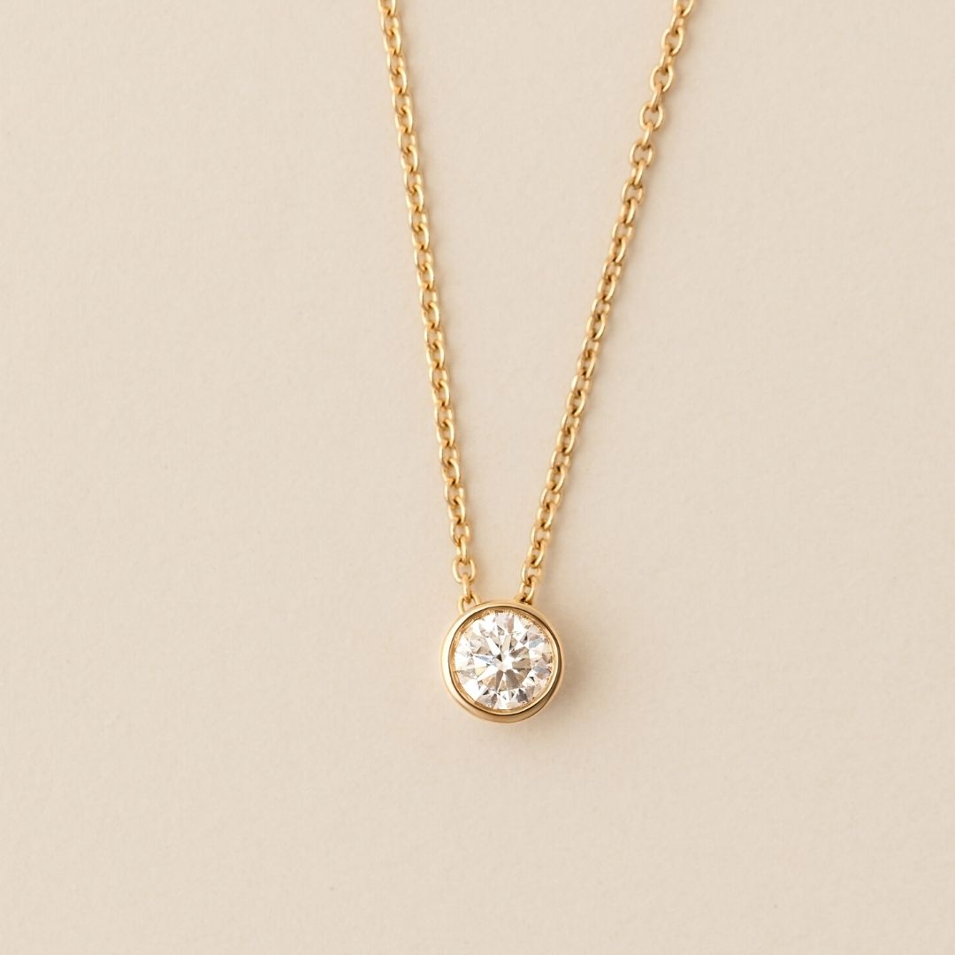 Elio Solitaire Necklace - Lab Diamond Pendant Necklace 18ct Yellow Gold .50 CARAT