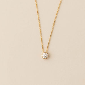 Elio Solitaire Necklace - Lab Grown Diamond Pendant Necklace 18ct Yellow Gold