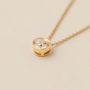 Elio Solitaire Necklace - Lab Grown Diamond Pendant Necklace 18ct Yellow Gold
