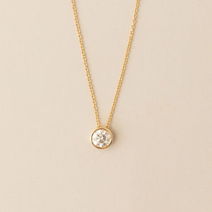 Elio Solitaire Necklace - Lab Grown Diamond Pendant Necklace 18ct Yellow Gold