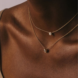 Elio Solitaire Necklace - Lab Grown Diamond Pendant Necklace 18ct Yellow Gold