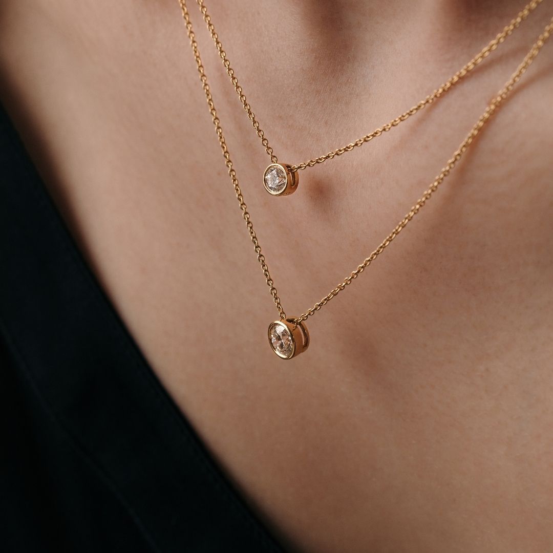 Elio Solitaire Necklace - Lab Grown Diamond Pendant Necklace 18ct Yellow Gold