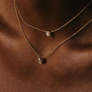 Elio Solitaire Necklace - Lab Grown Diamond Pendant Necklace 18ct Yellow Gold