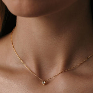 Elio Solitaire Necklace - Lab Grown Diamond Pendant Necklace 18ct Yellow Gold