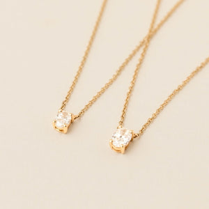 Lucille Oval Necklace - Lab Diamond Pendant Necklace 18ct Yellow Gold