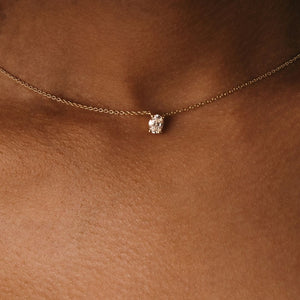 Lucille Oval Necklace - Lab Diamond Pendant Necklace 18ct Yellow Gold
