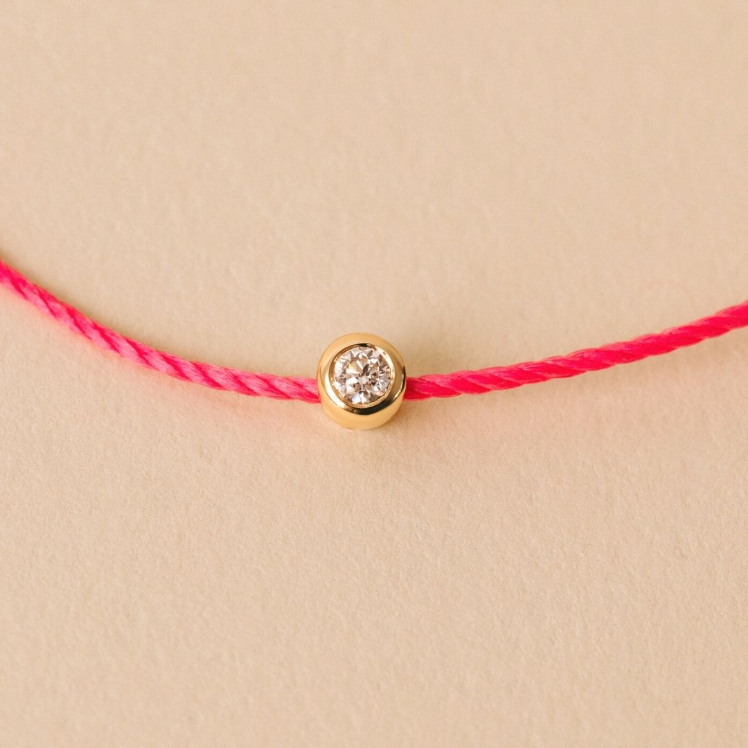 Prima Solitaire Pink Cord Bracelet