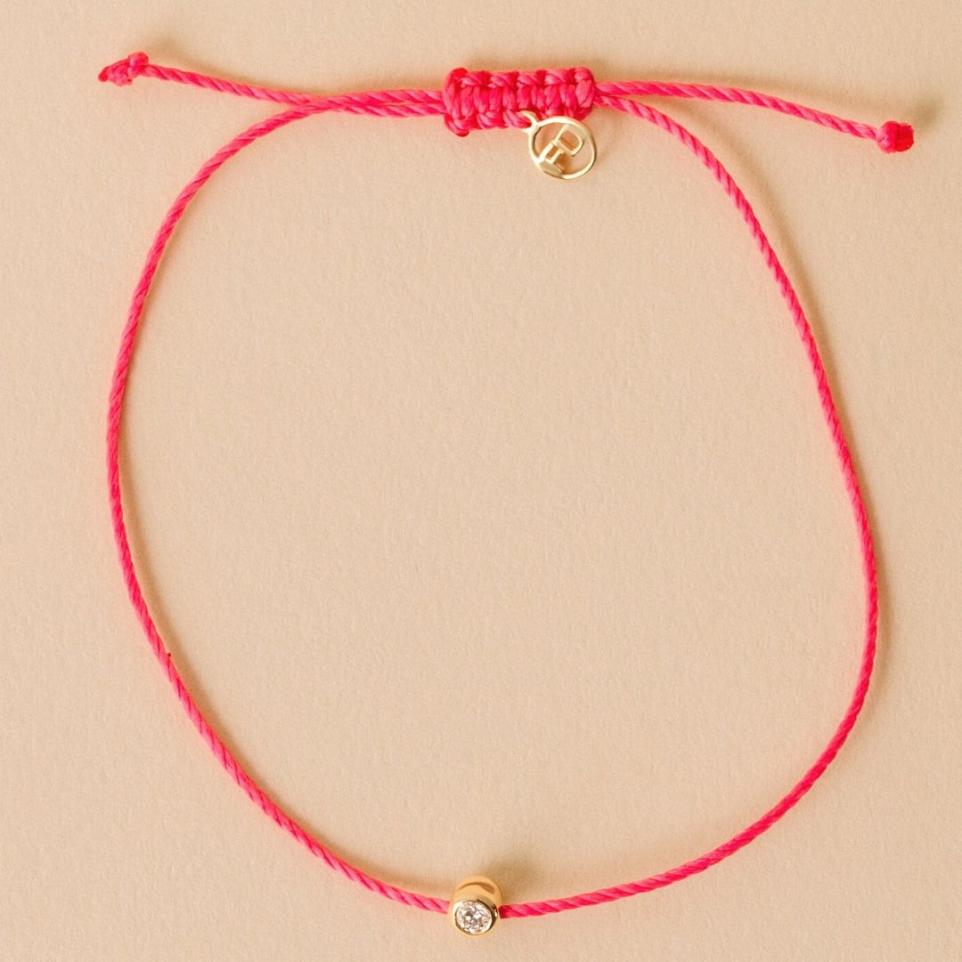 Prima Solitaire Pink Cord Bracelet