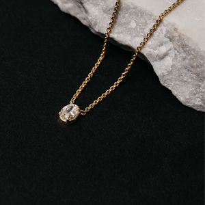 Adora Oval Pendant Necklace - .50 carat Lab Diamond Pendant Necklace 18ct Yellow Gold