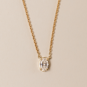 Adora Oval Pendant Necklace - .50 carat Lab Diamond Pendant Necklace 18ct Yellow Gold