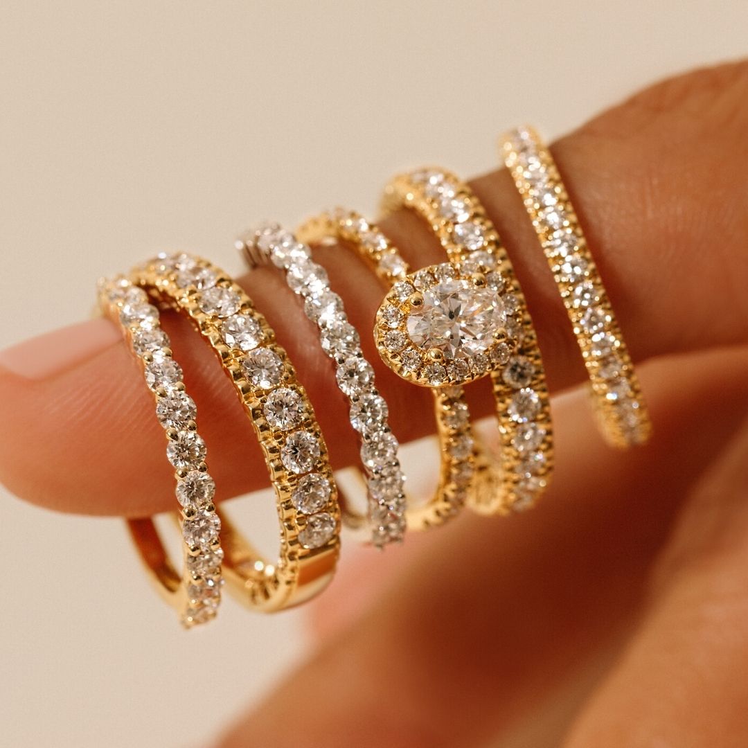 Paloma Oval Diamond Engagement Ring - Lab Diamond with Diamond Band 18ct Yellow Gold