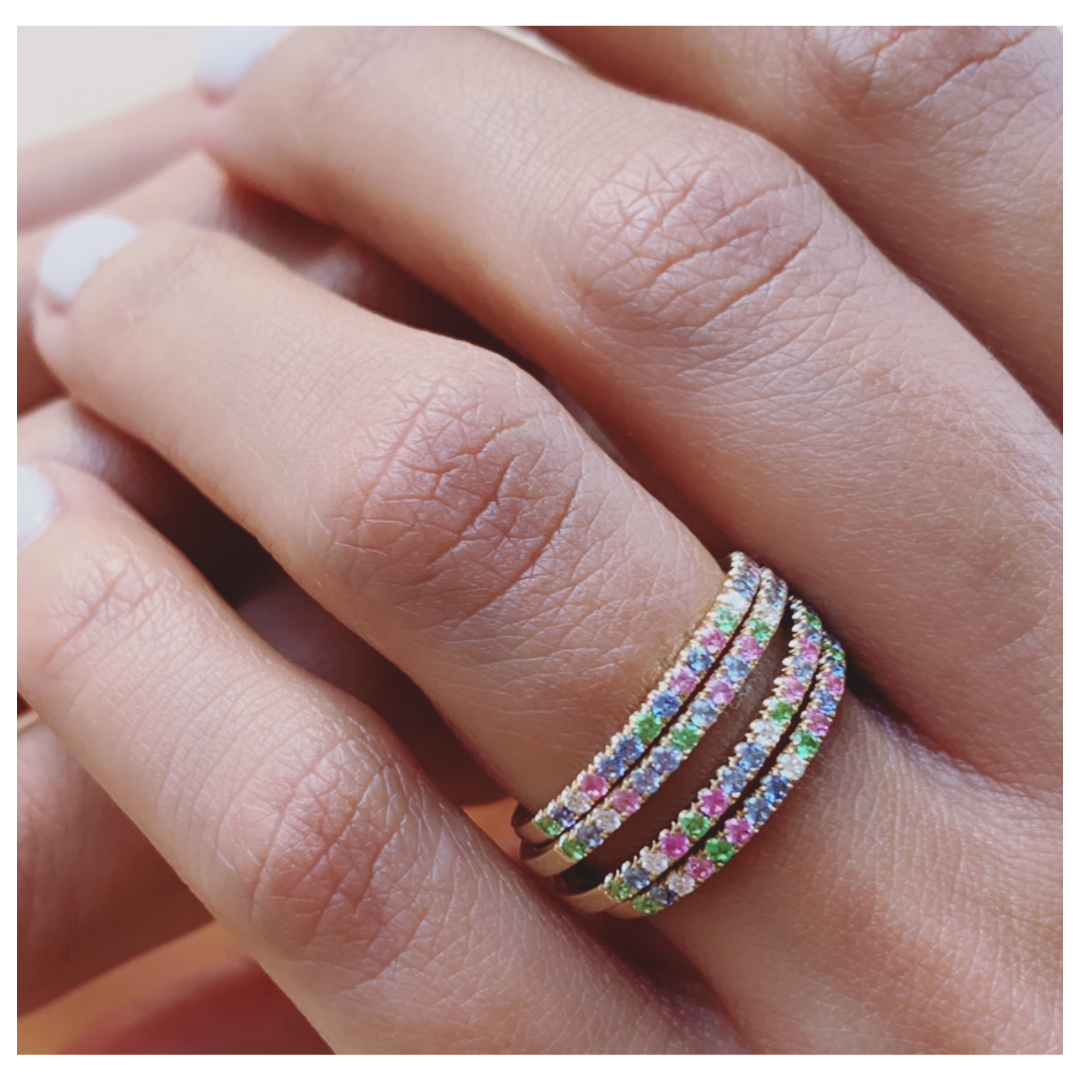 Rainbow Eternity Ring Yellow Gold Size Small