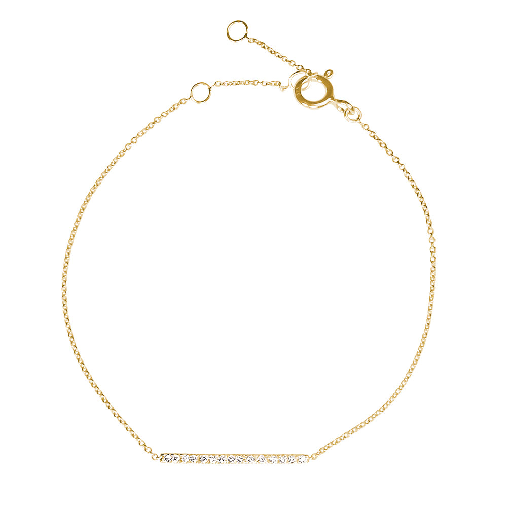 Diamond Bar Bracelet set in Yellow Gold